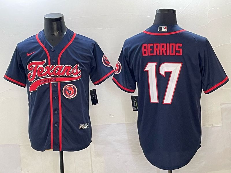 Men 2025 Nike Houston Texans 17 Berrios Blue Joint Name Limited NFL Jersey style 02